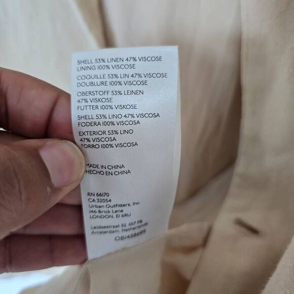 Free People Blazer Womens Small Beige Linen Notch Collar Formal Business Jacket - Picture 7 of 9